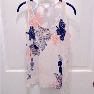 Floral Sequin Tank Top